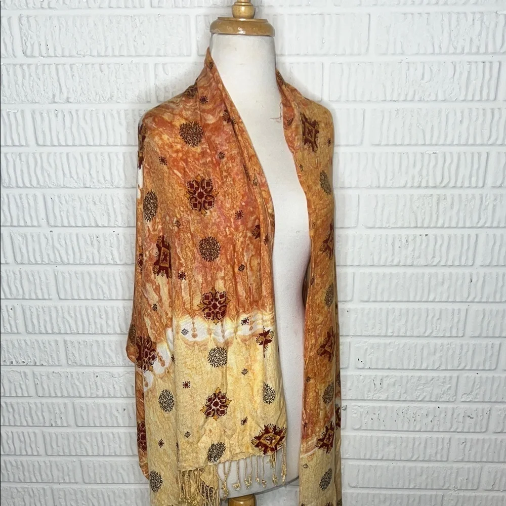 Bohemian Orange and Cream Shawl